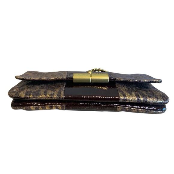 Coach Kristin Metallic Leo Leopard Leather Clutch - Picture 5 of 11